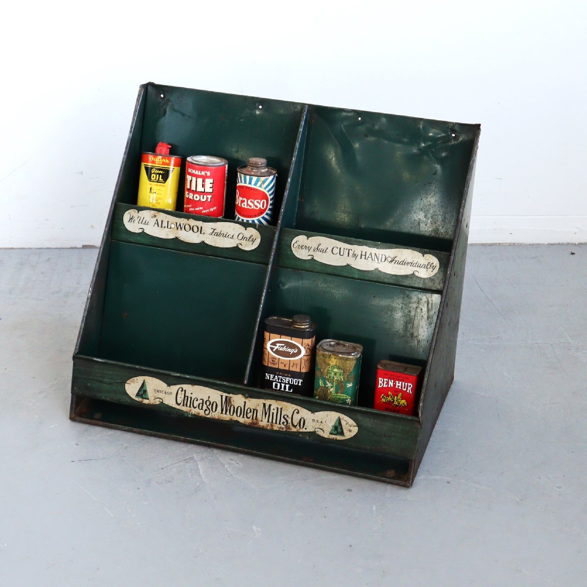 50s ヴィンテージ 【Chicago woolen mills】ディスプレイラック / キャビネット アメリカ ディスプレイ ショーケース 飾り棚 #610-40-36-89拍卖