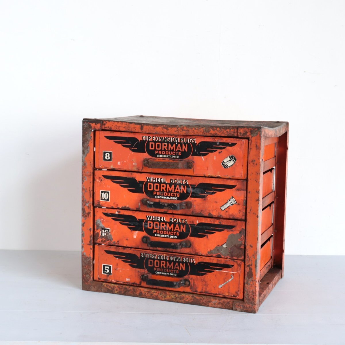 ヴィンテージ 50s DORMAN キャビネット【#5502】アメリカ ドーマン メタル製 パーツ 工具 店舗什器 インダストリアル ガレージ USA拍卖