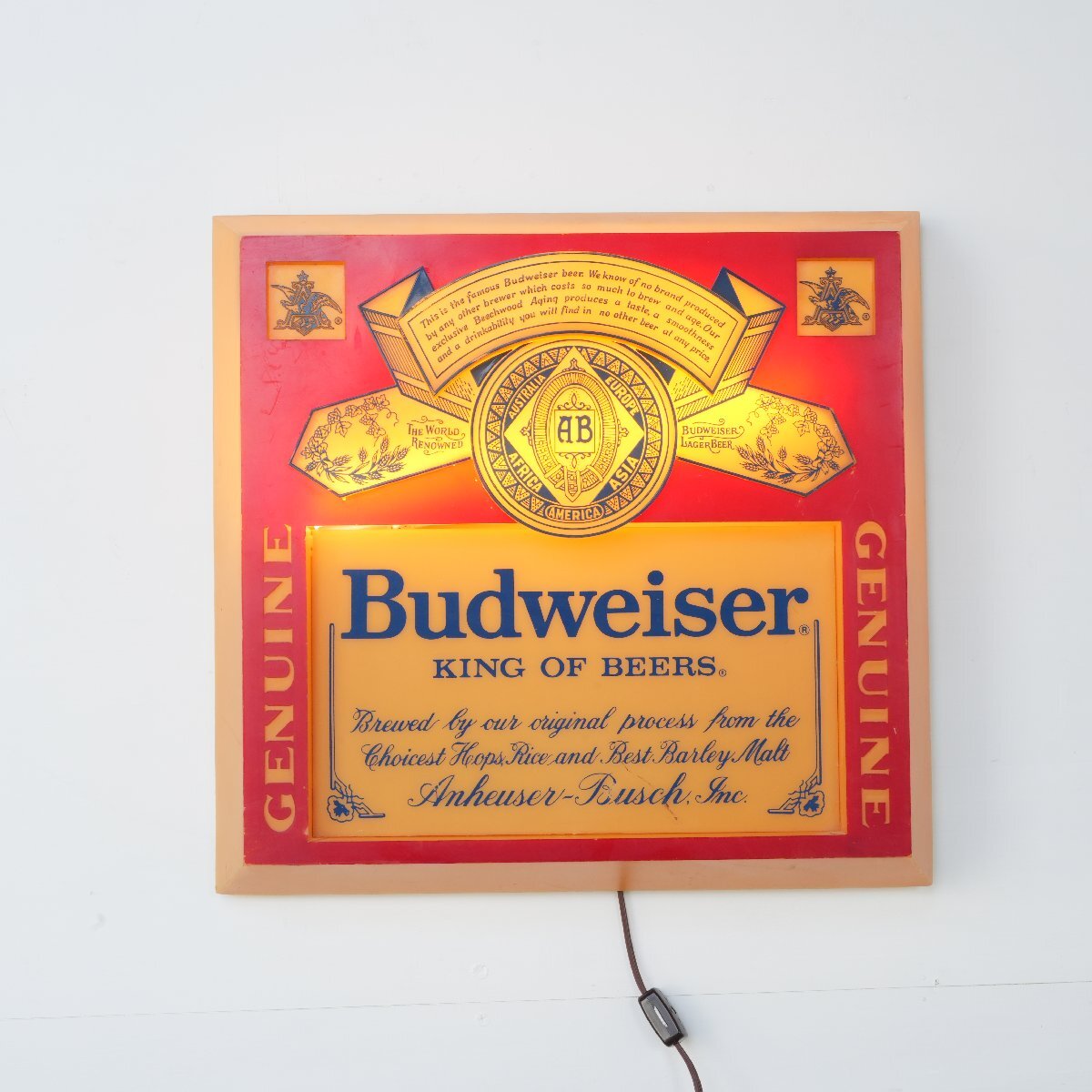 80s Budweiser アドバタイジング ライトサイン/バドワイザー アメリカ ヴィンテージ 看板 ライト ガレージ#610-45-250-603拍卖