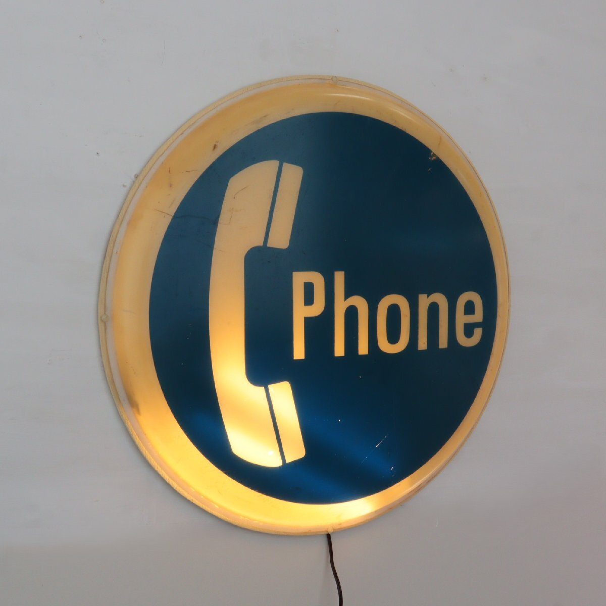 ヴィンテージ 丸型 テレフォン ライトサイン /看板 照明 店舗什器 ライト ディスプレイ ランプ 壁掛け ガレージ#702-80-93-516拍卖