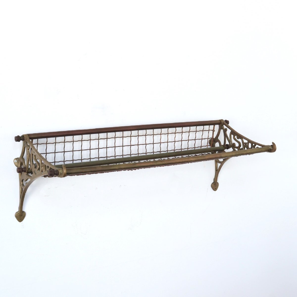 アメリカ アンティーク 1910s トレインラック / ウォールラック 真鍮 ブラス ヴィンテージ 壁掛けラック 店舗什器 #506-037-1003拍卖
