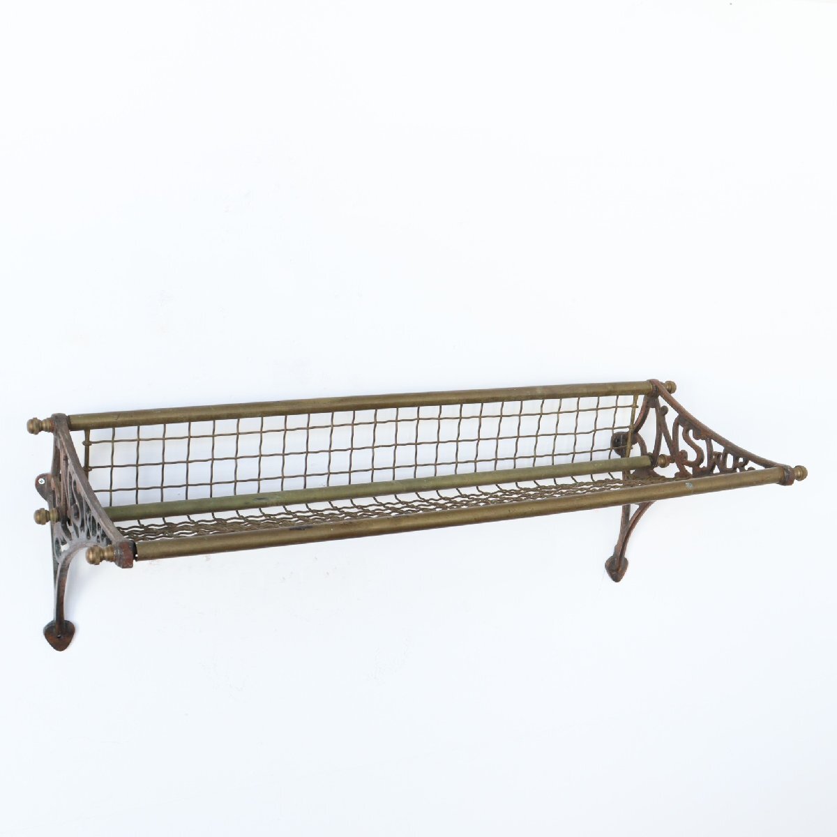 アメリカ アンティーク 1910s トレインラック / ウォールラック 真鍮 ブラス ヴィンテージ 壁掛けラック 店舗什器 #506-037-1002拍卖