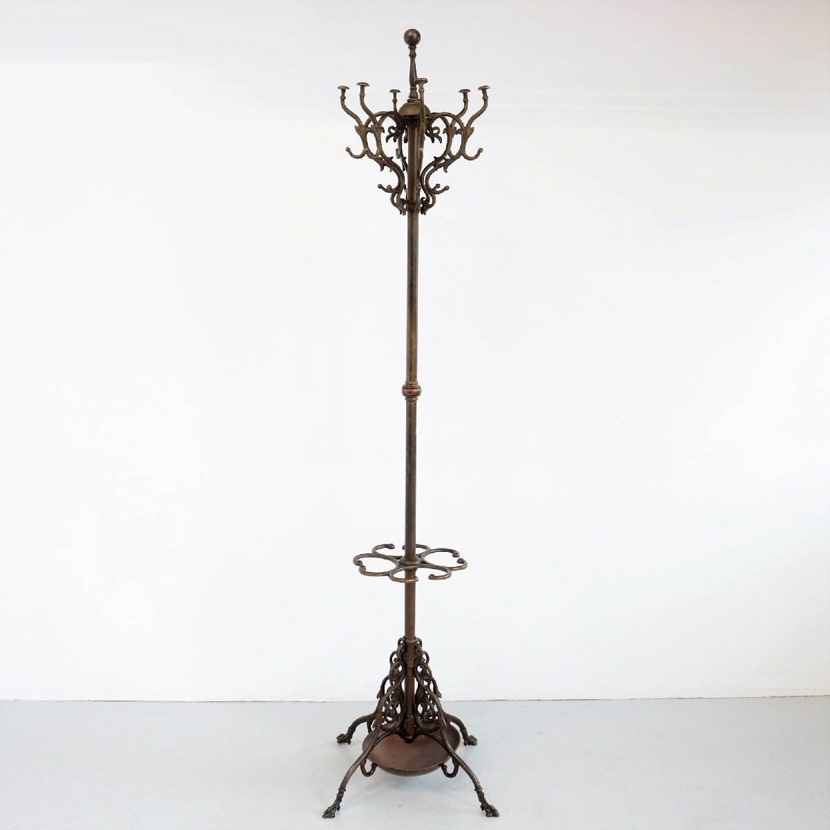 アメリカ アンティーク コートラック【#5059】20s-30s 傘立て 真鍮 ハンガーラック アンブレラスタンド 店舗什器 アパレル フック拍卖