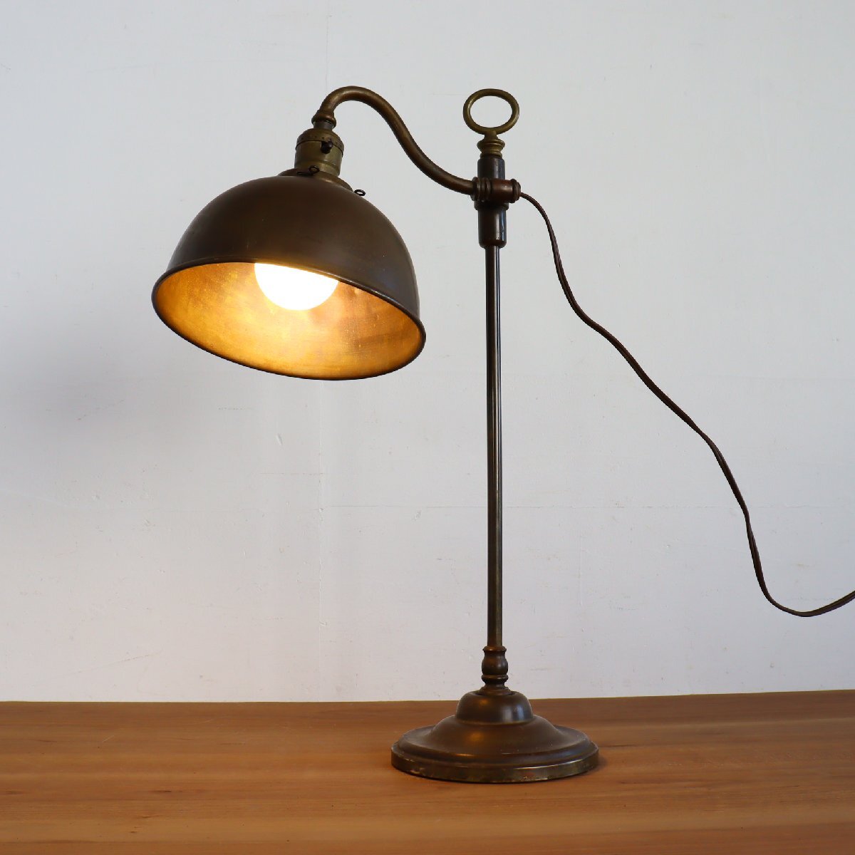 1920s-30s アメリカ アンティーク ブラス デスクランプ / インダストリアル ランプ ピアノランプ 照明 ヴィンテージ #610-180-348-278拍卖