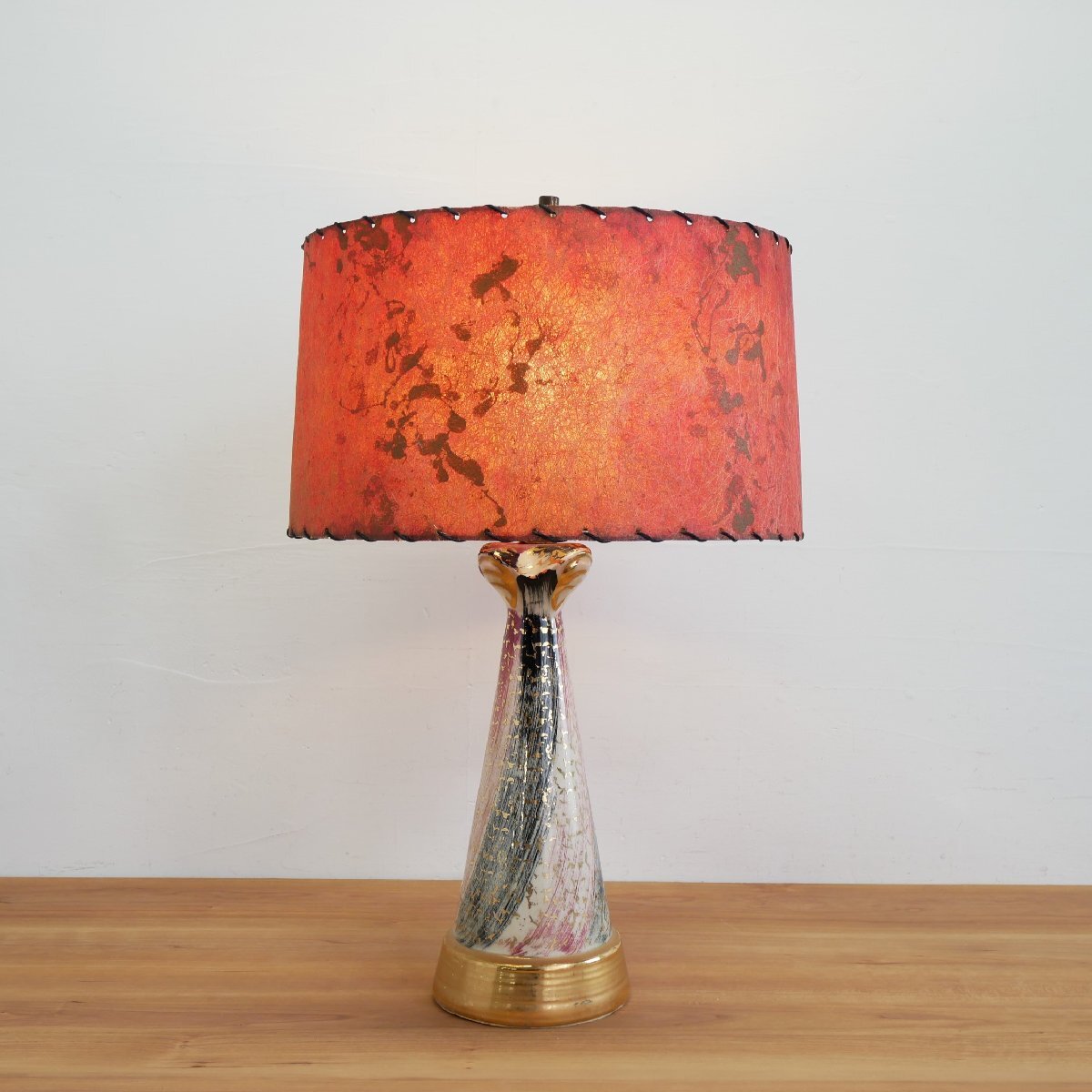 希少!50's 60's 樹脂シェード テーブルランプ / アメリカ ヴィンテージ 陶器製 ミッドセンチュリー モダン 照明 #610-75-23-297拍卖