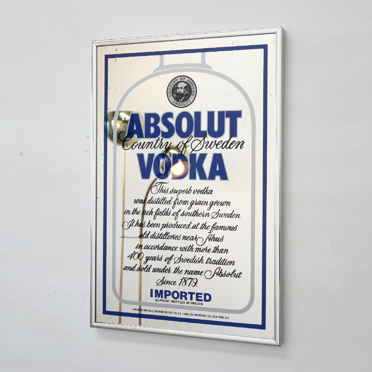 ABSOLUT VODKA ヴィンテージ パブミラー / スウェーデン アブソルート ウォッカ 額装 アドバタイジング 広告 #610-30-135-109拍卖