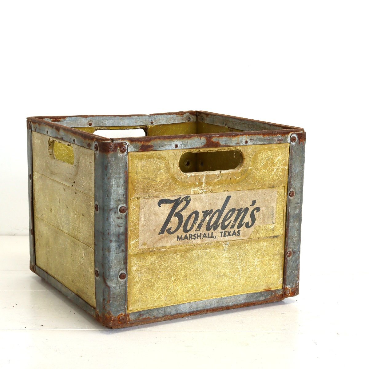 60's BORDEN'S ヴィンテージ ミルククレート / アメリカ グラスファイバー 牛乳運搬箱 木箱 ウッドボックス 店舗什器 #610-20-181-457拍卖