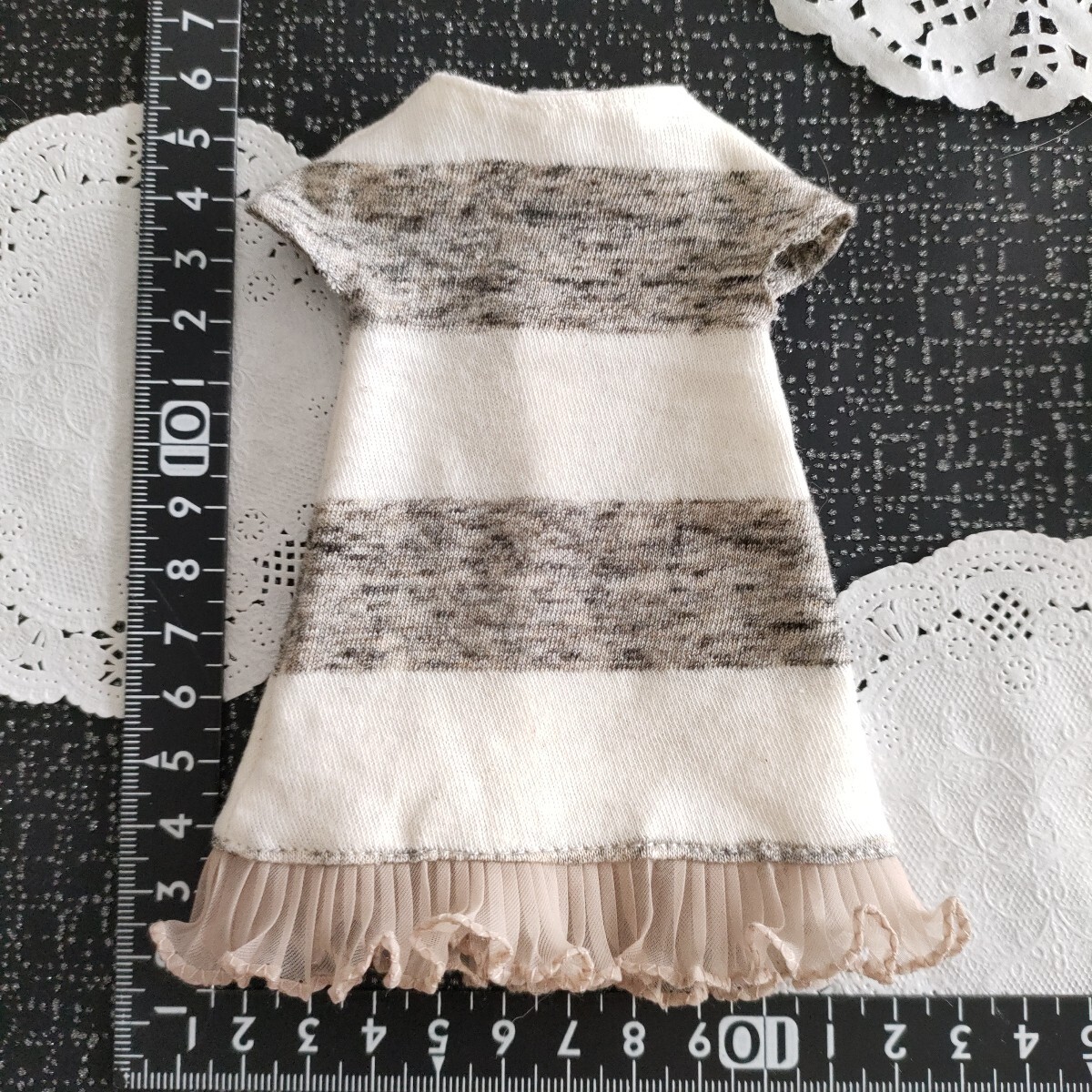 tia* ドール用 ワンピース チュールフリル レース ボーダー ニット タミーちゃん TBleague サイズ 拍卖