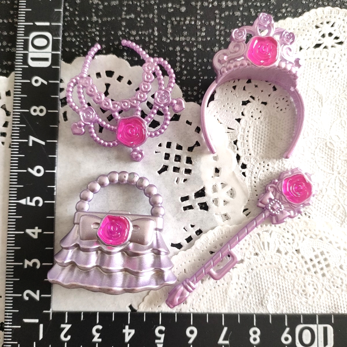 5r1026 ドール用 ジェニー リカちゃん プリンセス ステッキ バッグ ティアラ ネックレス セット 紫×ピンク 1/6ドール プリンセス お姫様拍卖