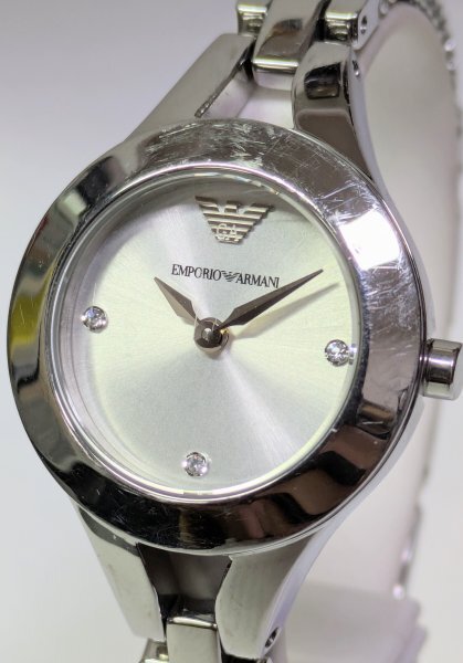 電池新品◆腕時計◆【エンポリオアルマーニ/EMPORIO ARMANI】AR-7361 QZ ブランド 2針 アナログ 白文字盤 ドレッシー SS レディース ★4拍卖