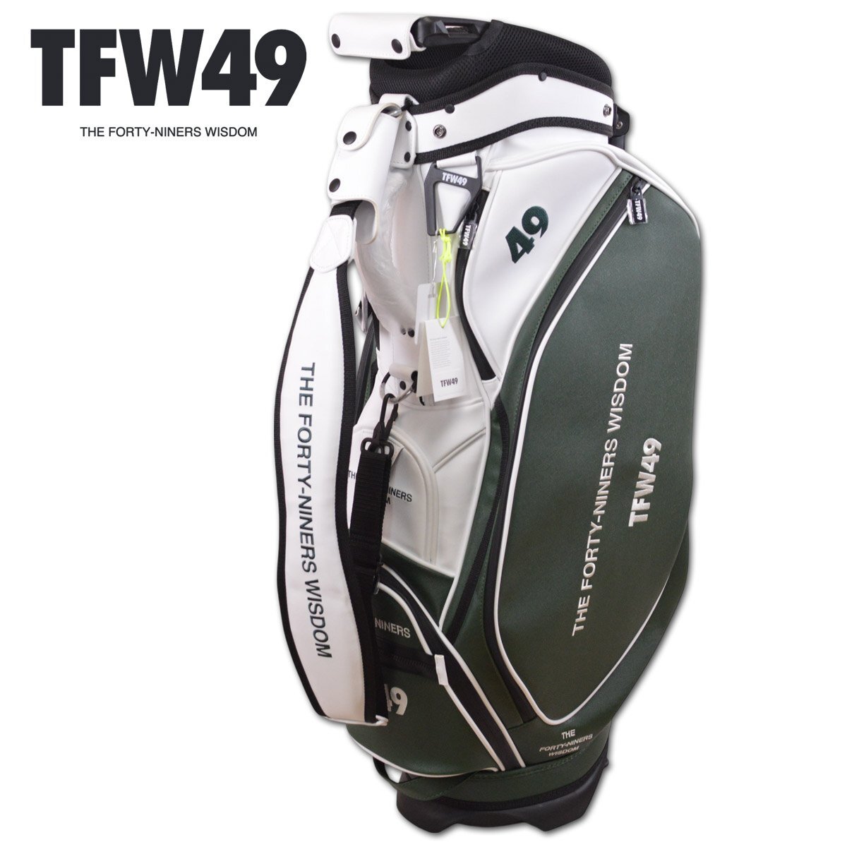 【TFW49】メンズ キャディバッグ スタンド式 白×グリーン T132510009 GR junhashimoto ジュンハシモト ゴルフ レア かっこいい @拍卖