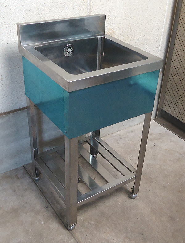 ★中古 ① 業務用 ステンレス製 小型 1槽 シンク 流し台 45x45x80(BG89)cm 省スペース 手洗い 現状品 傷汚錆有 厨房機器 店舗用品 衛生許可拍卖