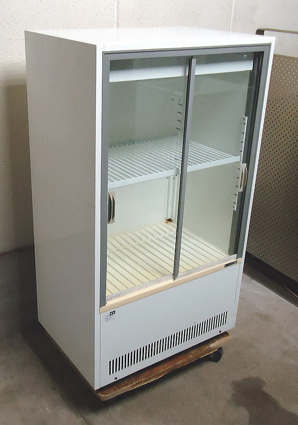 ★中古 業務用 14年製 サンデン SANDEN 縦型 112L ガラス扉 冷蔵ショーケース 冷蔵庫 VRS-68XE-B 作動良好 現状品 傷汚有 ツユ受欠品 店舗拍卖
