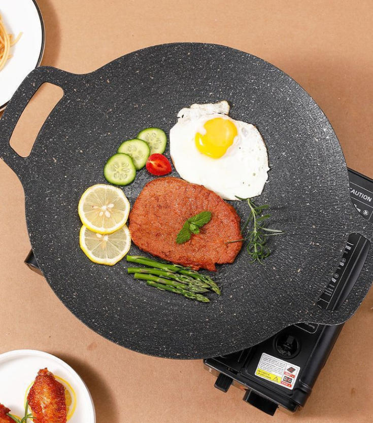 グリドル グリルパン アウトドア キャンプ 調理器具 バーベキュー 焼肉 鉄板 キャンプ 軽量 ガス 直径32cm jn0005 拍卖