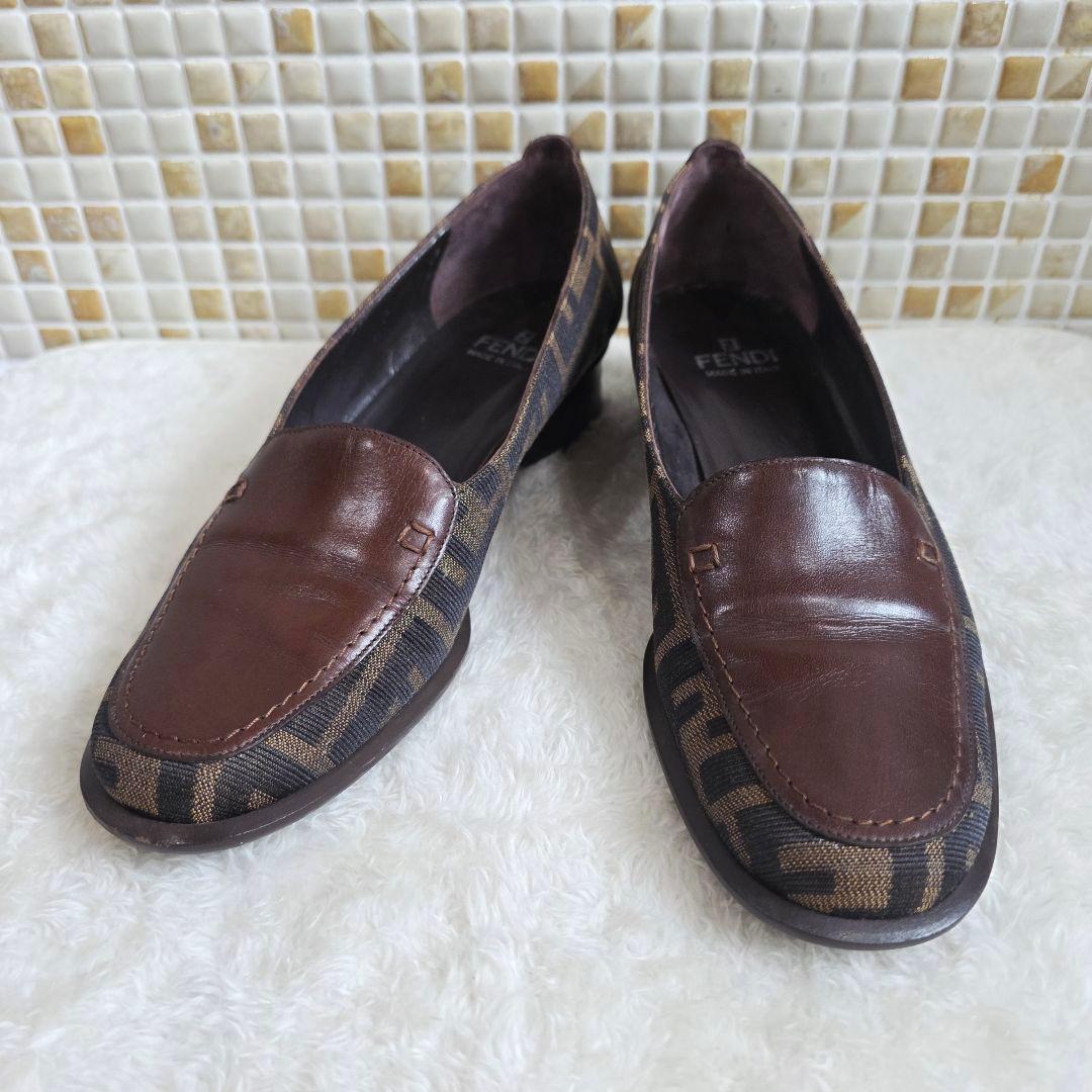 FENDI フェンディ ズッカ柄 ローファー 36 ブラウン パンプス拍卖