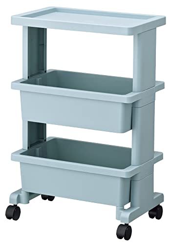 JEJアステージ(JEJ Astage) リセ テーブルワゴンミニ 日本製 式 3段 キャスター付 ブルー 幅40×奥行拍卖