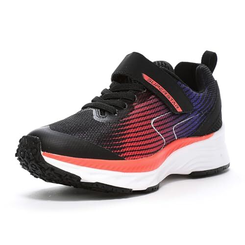 スーパースター スニーカー 運動靴 軽量 3E 幅広 マジック 19cm~25cm 0.5cm有 キッズ 男の子 ブラッ拍卖