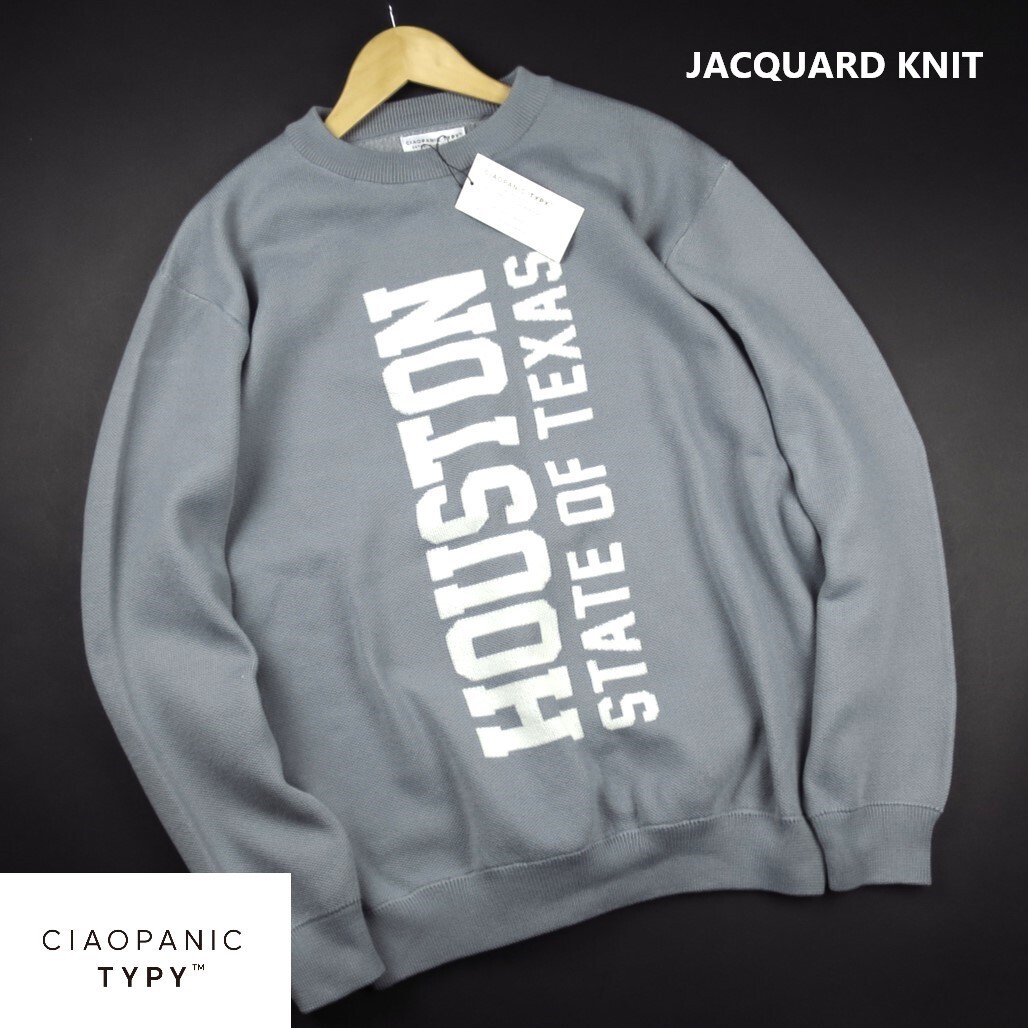 新品 ★ チャオパニック CIAOPANIC TYPY 春秋 ロゴジャガードニットプルオーバー JACQUARD KNIT 105A2 /灰/【M】拍卖