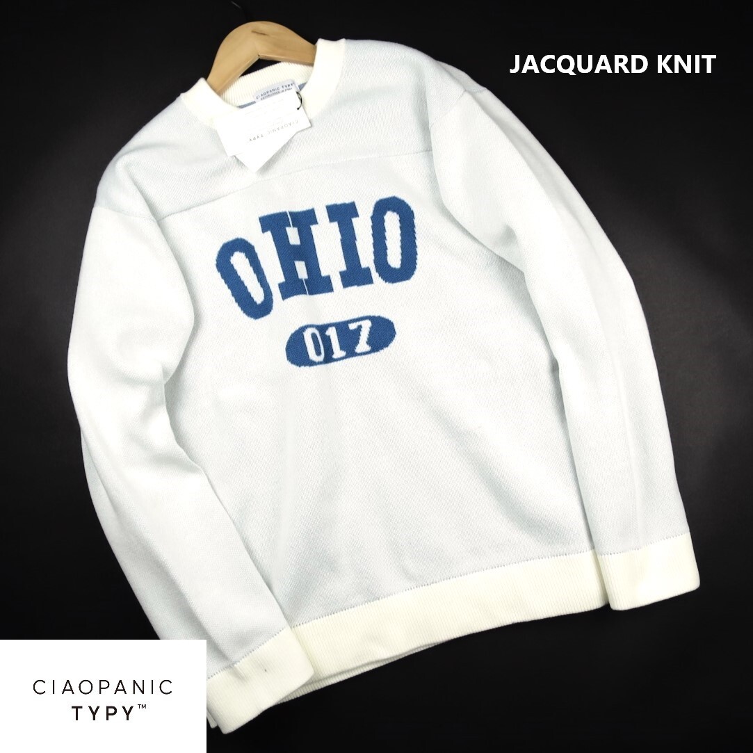新品 ★ チャオパニック CIAOPANIC TYPY 春秋 ロゴジャガードニットプルオーバー JACQUARD KNIT 105A4/OHIO/【M】拍卖
