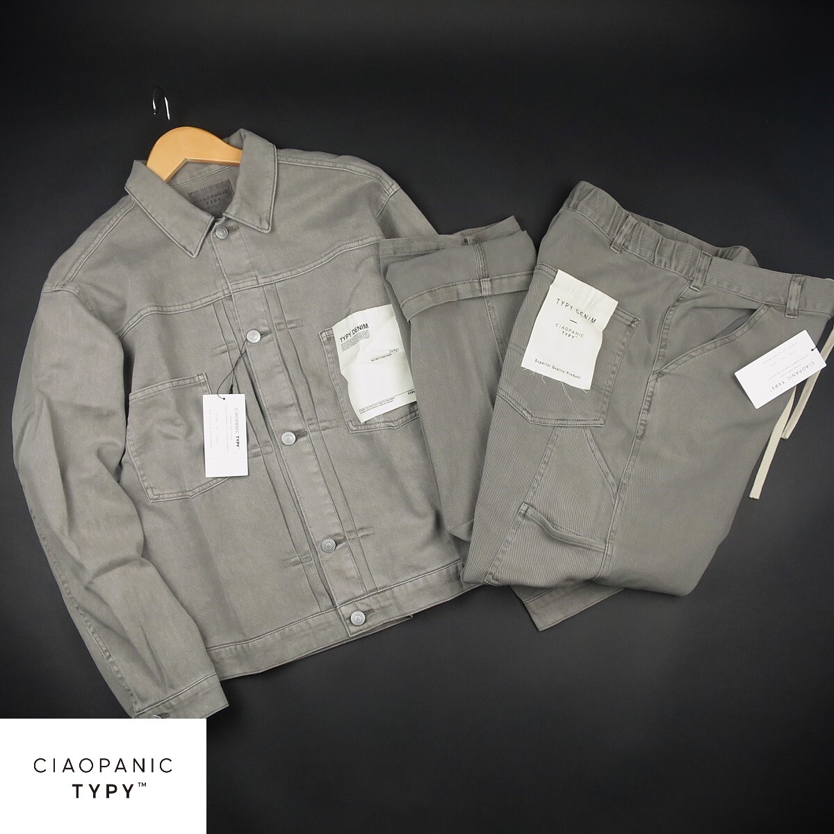 新品 ★ チャオパニック CIAOPANIC TYPY TYPYdenim デニムジャケット ペインターパンツ セット 107A6・103A2/灰/【M】拍卖