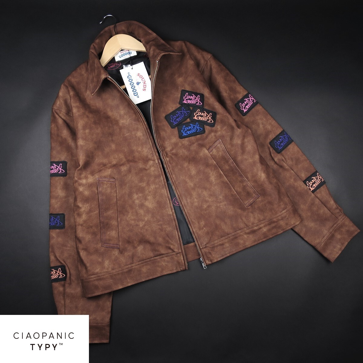 新品 ★ チャオパニック CIAOPANIC TYPY ヴィンテージライク ワッペンロゴ Fレザージャケット 207A8/茶/【ONE】¥16,500拍卖