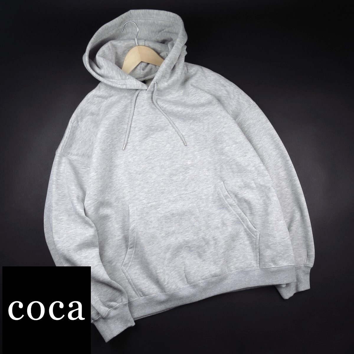 新品 ★ コカ coca 裏起毛 オーバーシルエット プルパーカー フーディー102/044灰/【L】拍卖