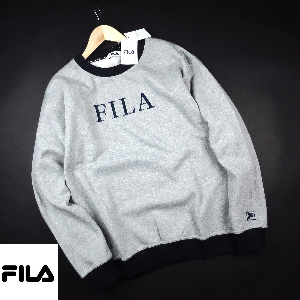 新品 ★ ZIP FIVE ジップファイブ 【別注】 【FILA】 刺繍 ロゴ ルーズシルエット 裏起毛 スウェット トレーナー 062/杢グレー/【L】拍卖