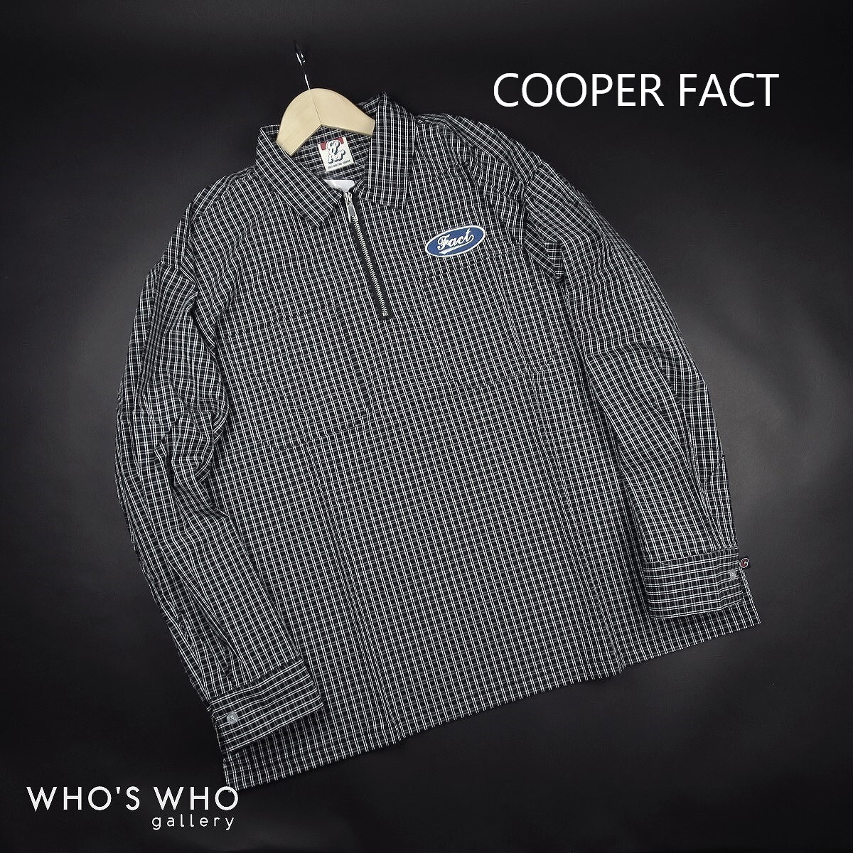 新品 ■ WHO'S WHO gallery COOPER FACT ワッペン ストライプ ハーフジップシャツ 002/黒/【F】¥7,590拍卖