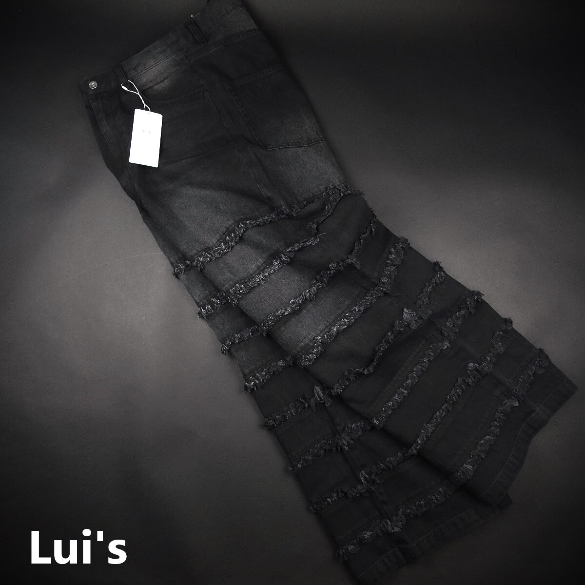 新品 ★ Lui's ルイス スタック ワイド バギーデニム 303A1/黒/32【L】/¥24,200 Mrs. GREEN APPLEの大森元貴 さん愛用ブランド 拍卖