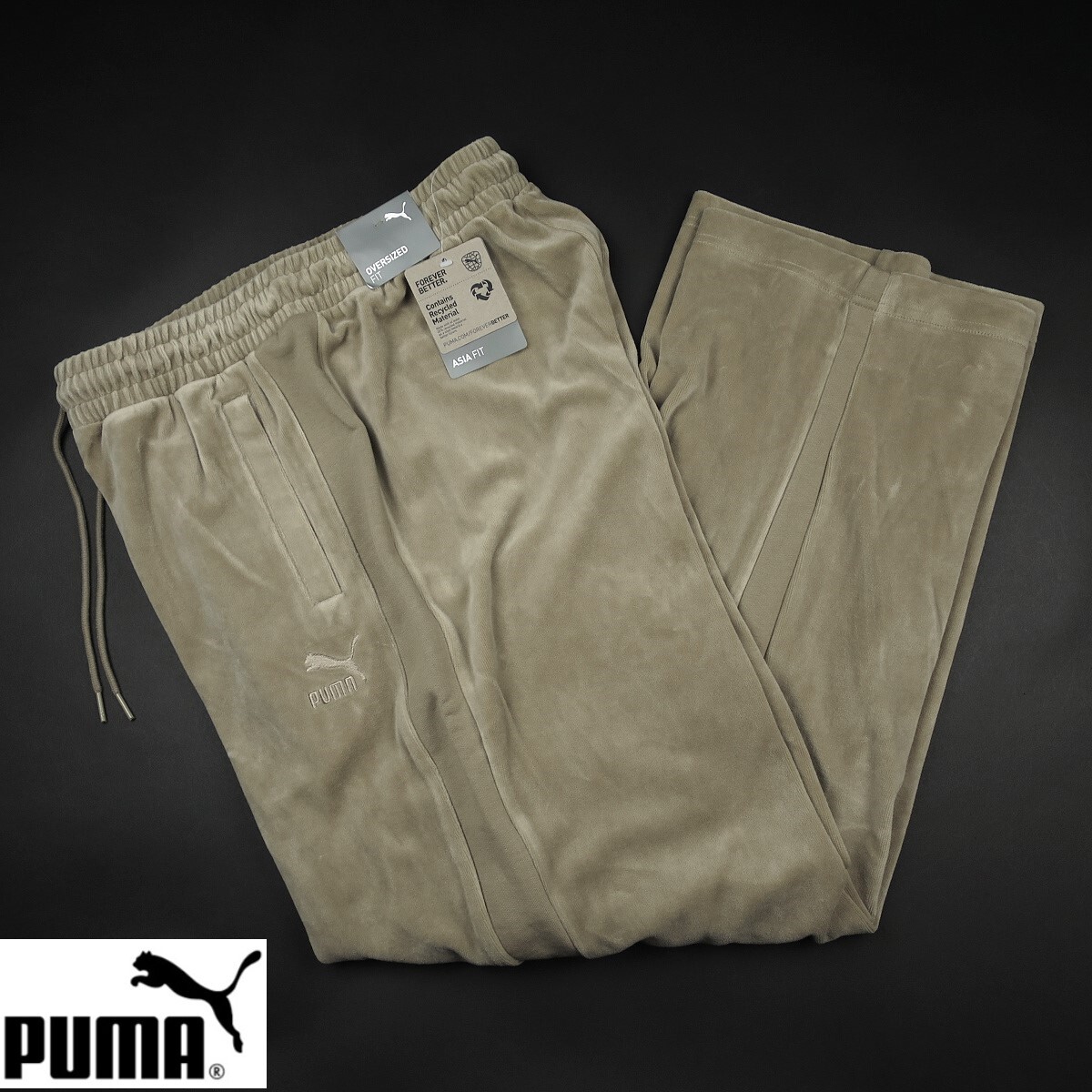新品 ★ puma プーマ ユニセックス T7 オーバーサイズ ベロア トラックパンツ 049/ベージュ/【L】9900円拍卖