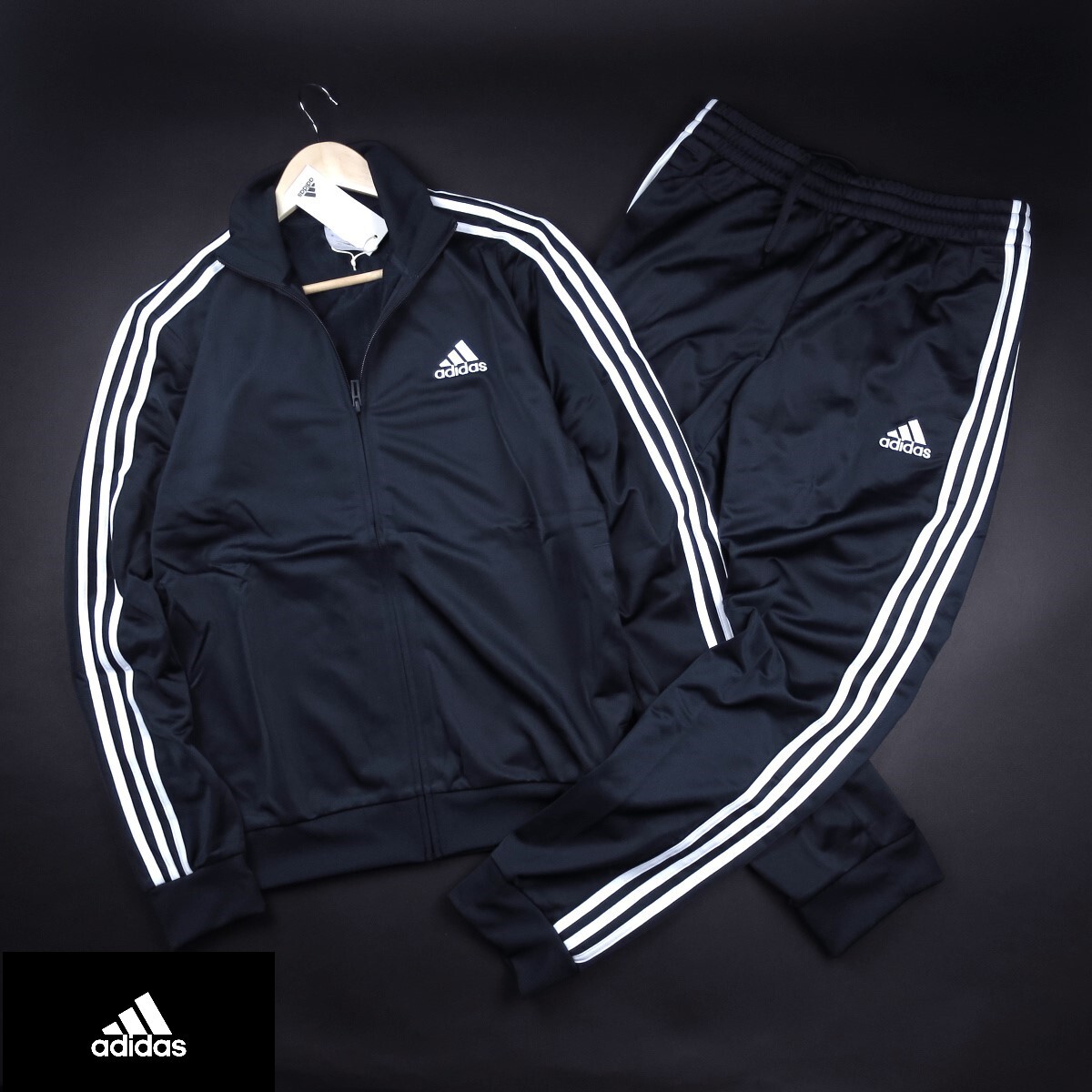 新品 ★ アディダス adidas クラシック スリーストライプス トラックスーツ ジャージ上下セット トレーニング ジム 898/658紺/【L】拍卖