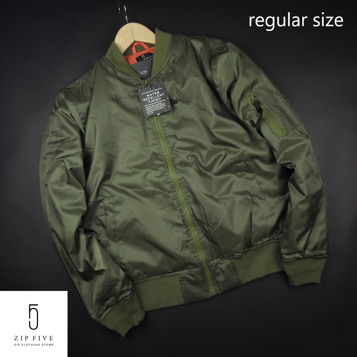 新品 ★ ZIP FIVE ジップファイブ レギュラーサイズ MA-1 ミリタリー フライト ブルゾン ジャケット 003/カーキ/【L】拍卖