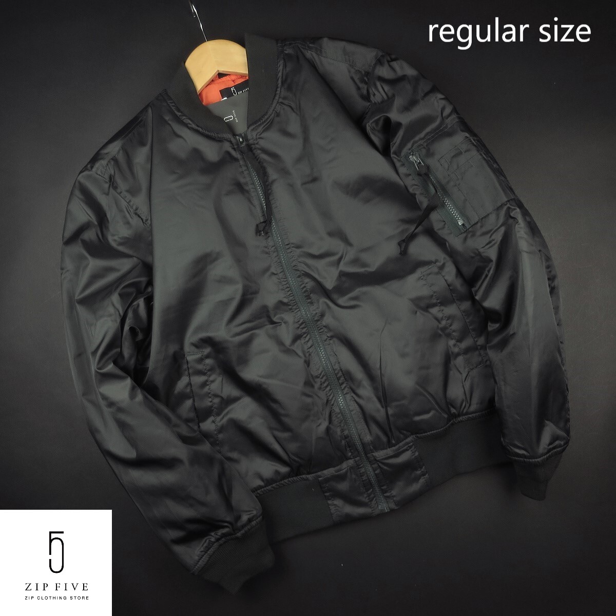 新品 ★ ZIP FIVE ジップファイブ レギュラーサイズ MA-1 ミリタリー フライト ブルゾン ジャケット 003/チャコール/【L】拍卖
