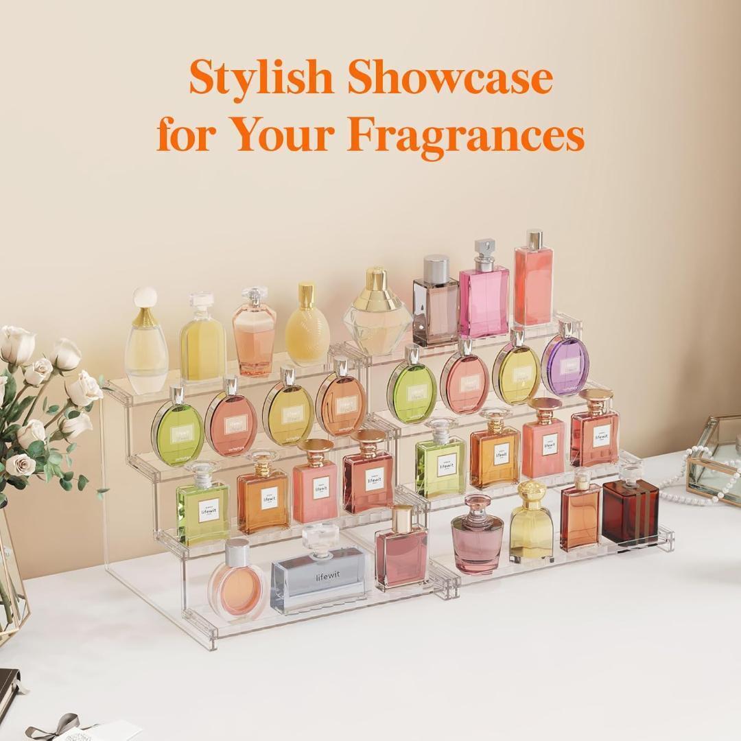 ★'【2個パック】4段クリアディスプレイスタンド 香水オーガナイザー フィギュア拍卖