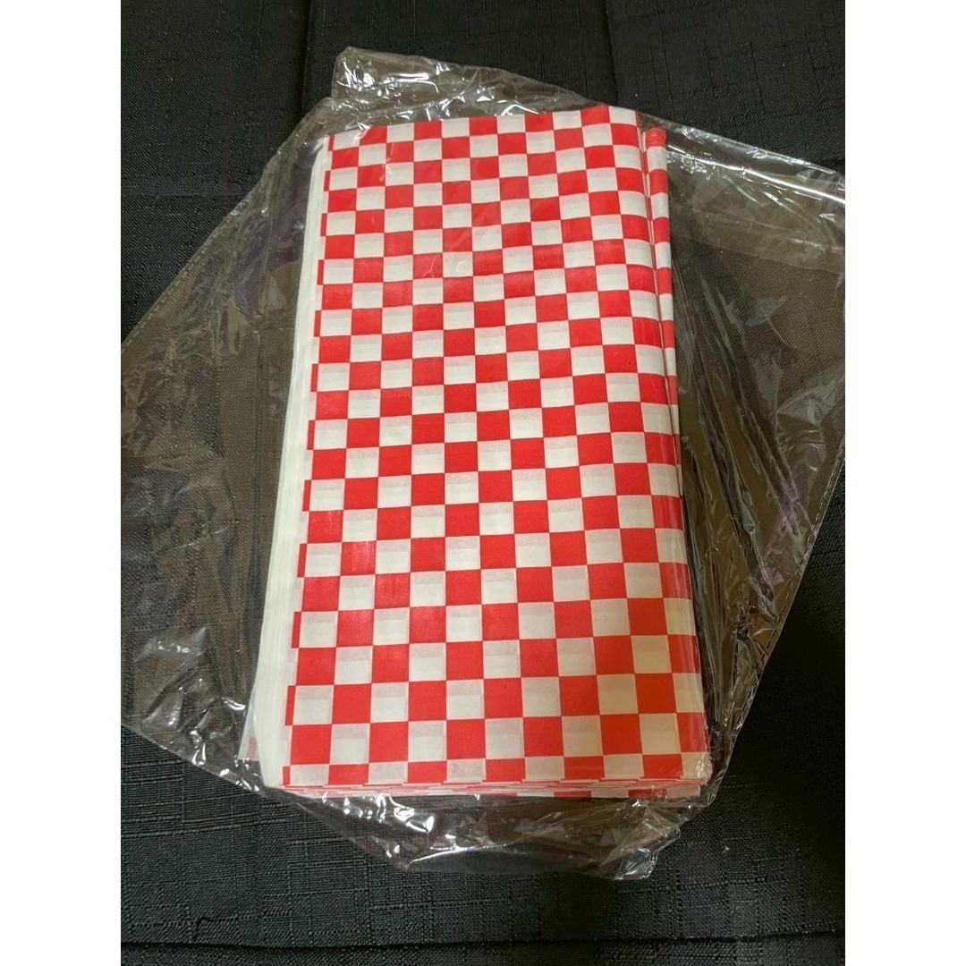 ★ワックスペーパー チェック柄 バーガー袋 包み紙 耐油紙 食品用 揚げ物拍卖