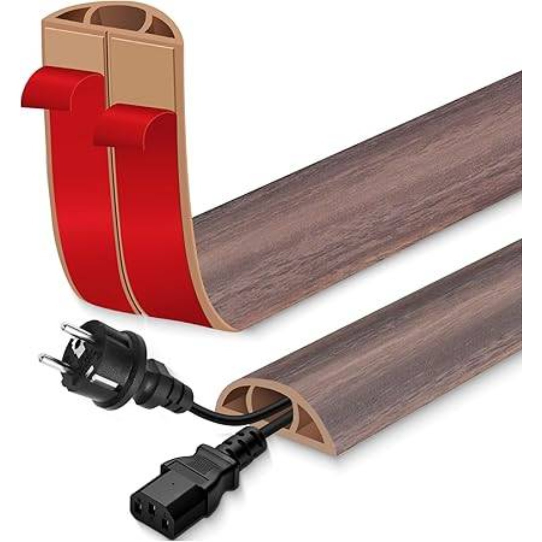 ★フロアコードカバー ケーブルカバー 配線カバー ケーブルプロテクター 配線隠し 灰褐色木目,3cm×3m拍卖