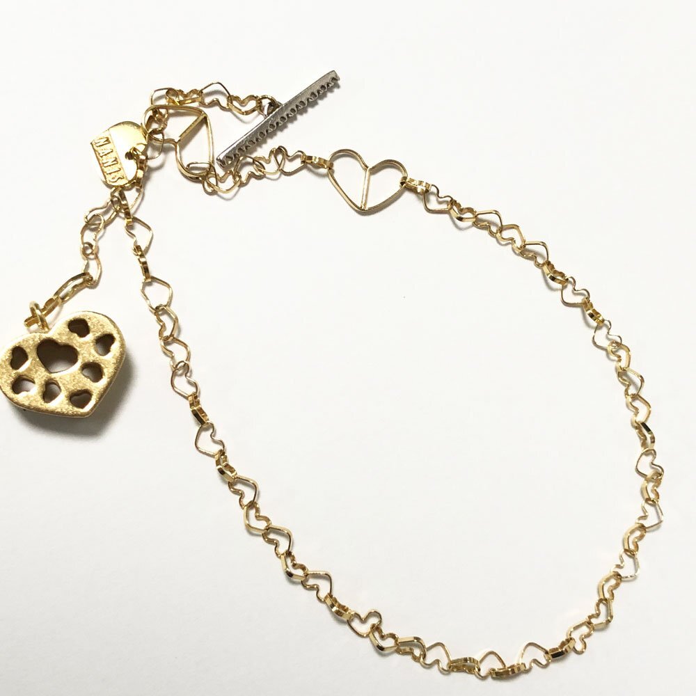 NANIS ナニス K18 ダイヤモンド0.06ct イタリアジュエリー ブレスレット ハートデザイン イエローゴールド ホワイトゴールド拍卖