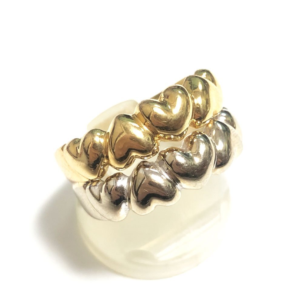 PonteVecchio ポンテヴェキオ 750 コンビカラー ハートデザイン リング #15 イエローゴールド ホワイトゴールド拍卖