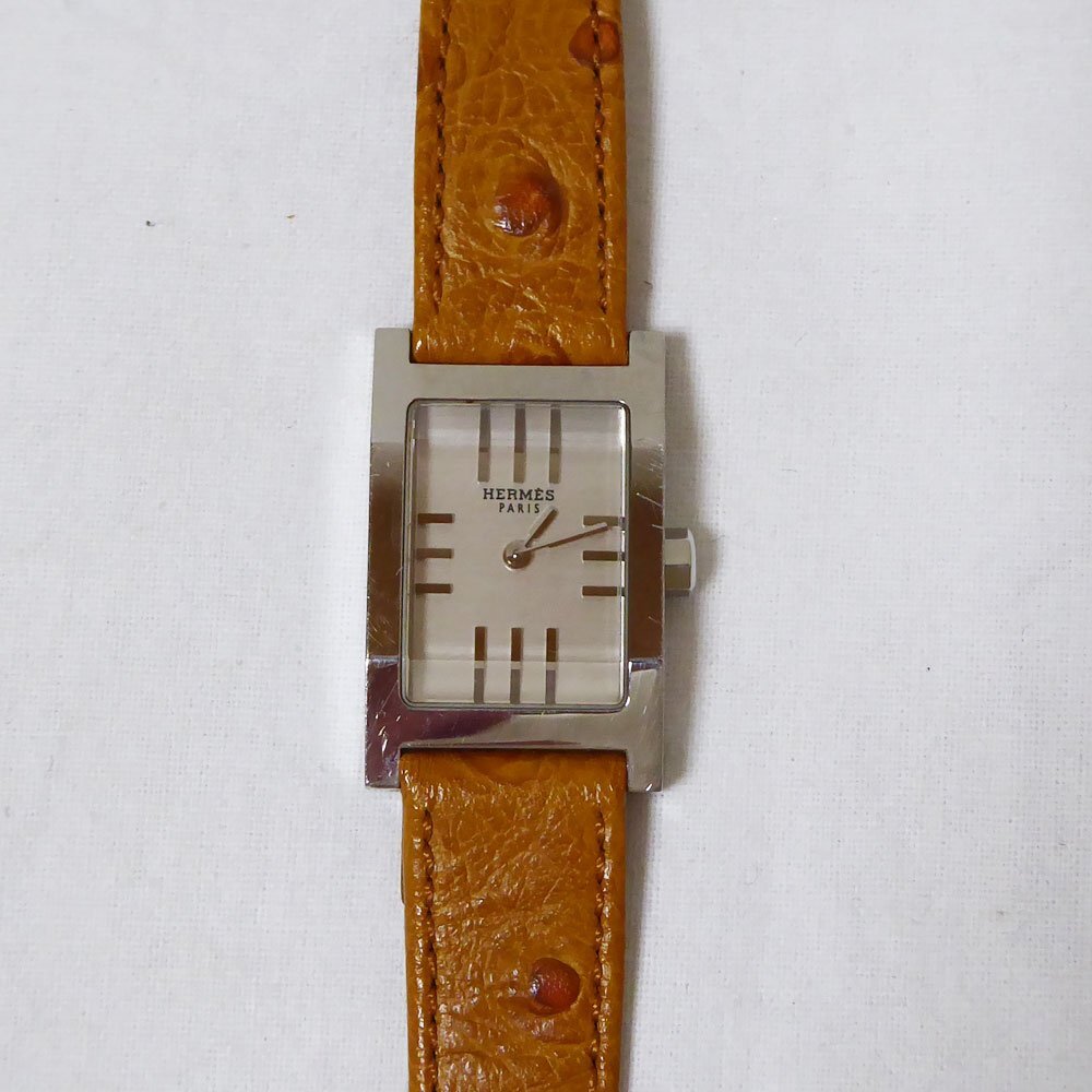 HERMES エルメス レディース ダンデム クォーツ TA1.210 オーストリッチ 電池交換済 箱 説明書 保証書拍卖
