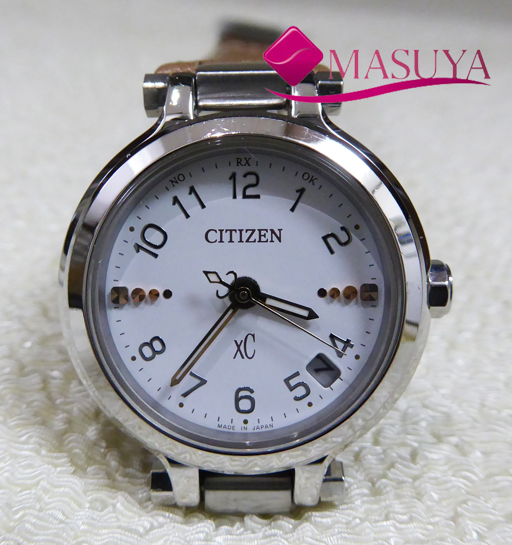 CITIZEN シチズン クロスシー XC エコドライブ H054T017924 コンプリートサービス済 革ベルト交換済 電波時計 腕時計 レディ拍卖