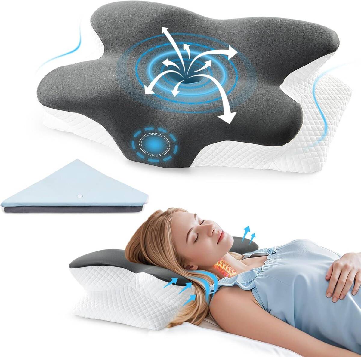 低反発枕 首元安定 高さ調整&枕カバー付拍卖