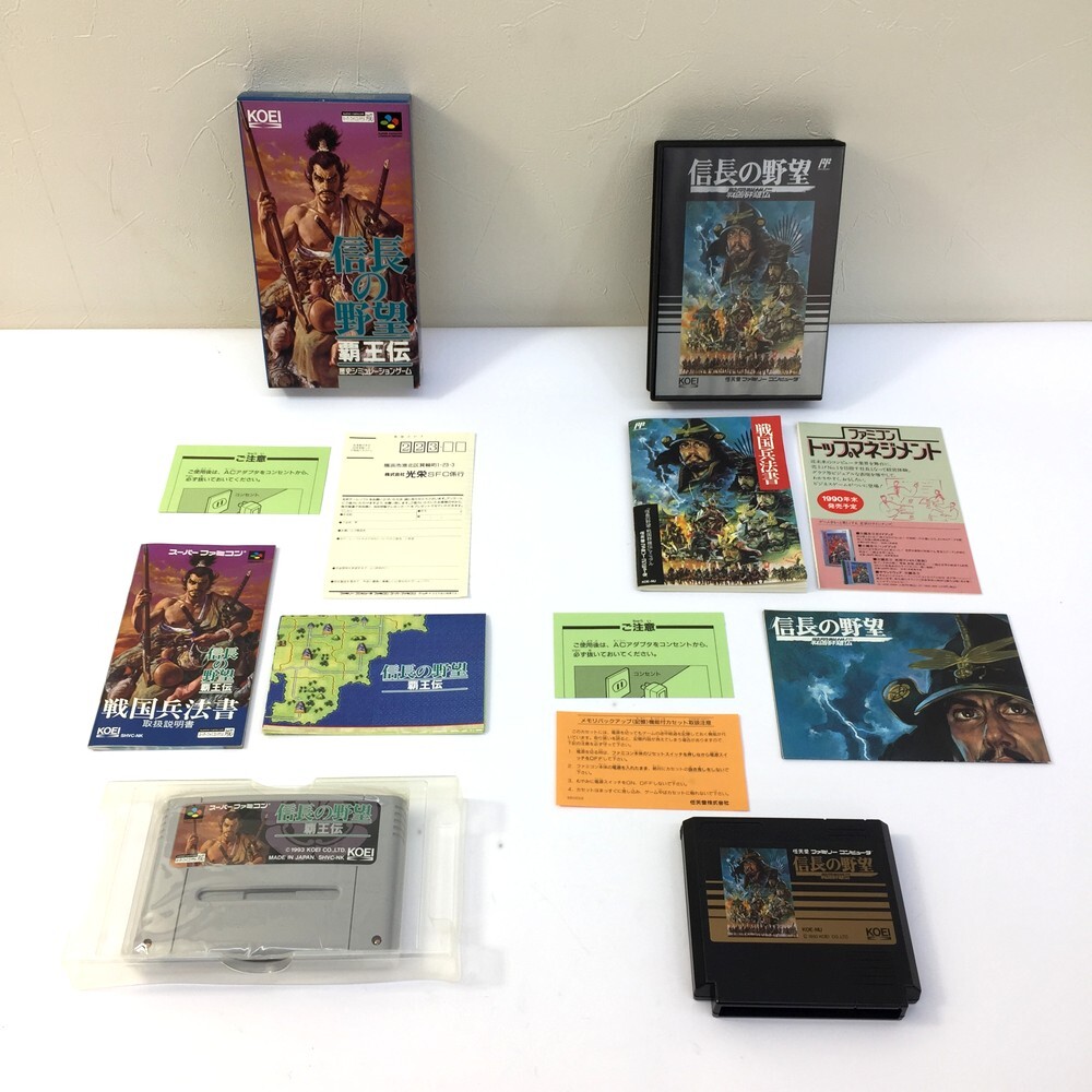 ♪【同梱可】【60】中古品 KOEI 光栄 信長の野望 覇王伝 SHVC-NK スーパーファミコンソフト 戦国群雄伝 FC KOE-NU 2本セット ※保管品拍卖