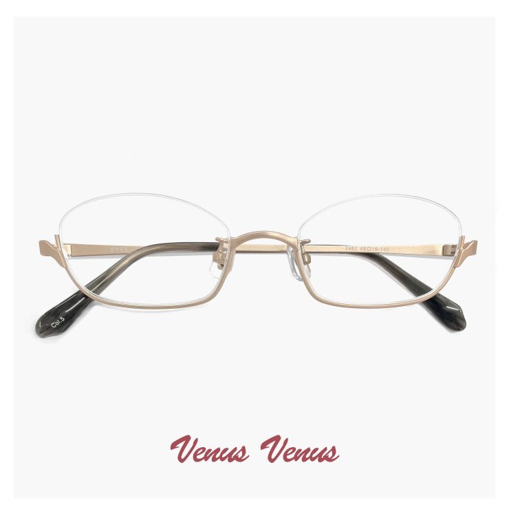 新品 レディース メガネ アンダーリム 2482-5 眼鏡 逆 ナイロール フレーム おしゃれ おすすめ venus×2 ベージュ カラー拍卖