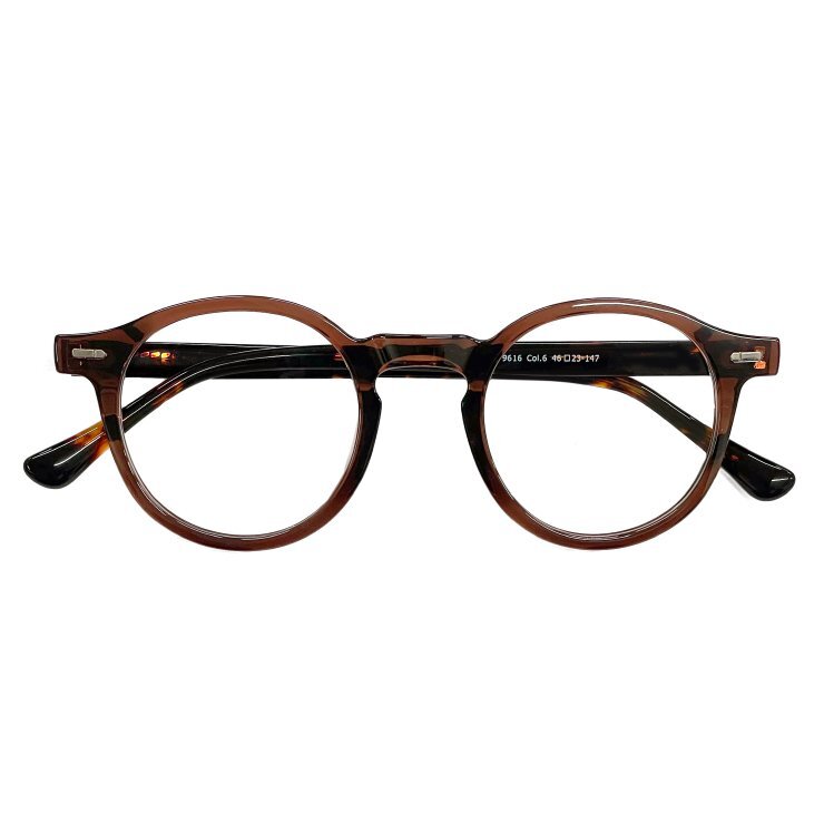 新品 ボストン メガネ 9616-6 メンズ レディース ユニセックス 丸メガネ 眼鏡 フレーム 太い 太め 丸 ブラウン 茶色拍卖