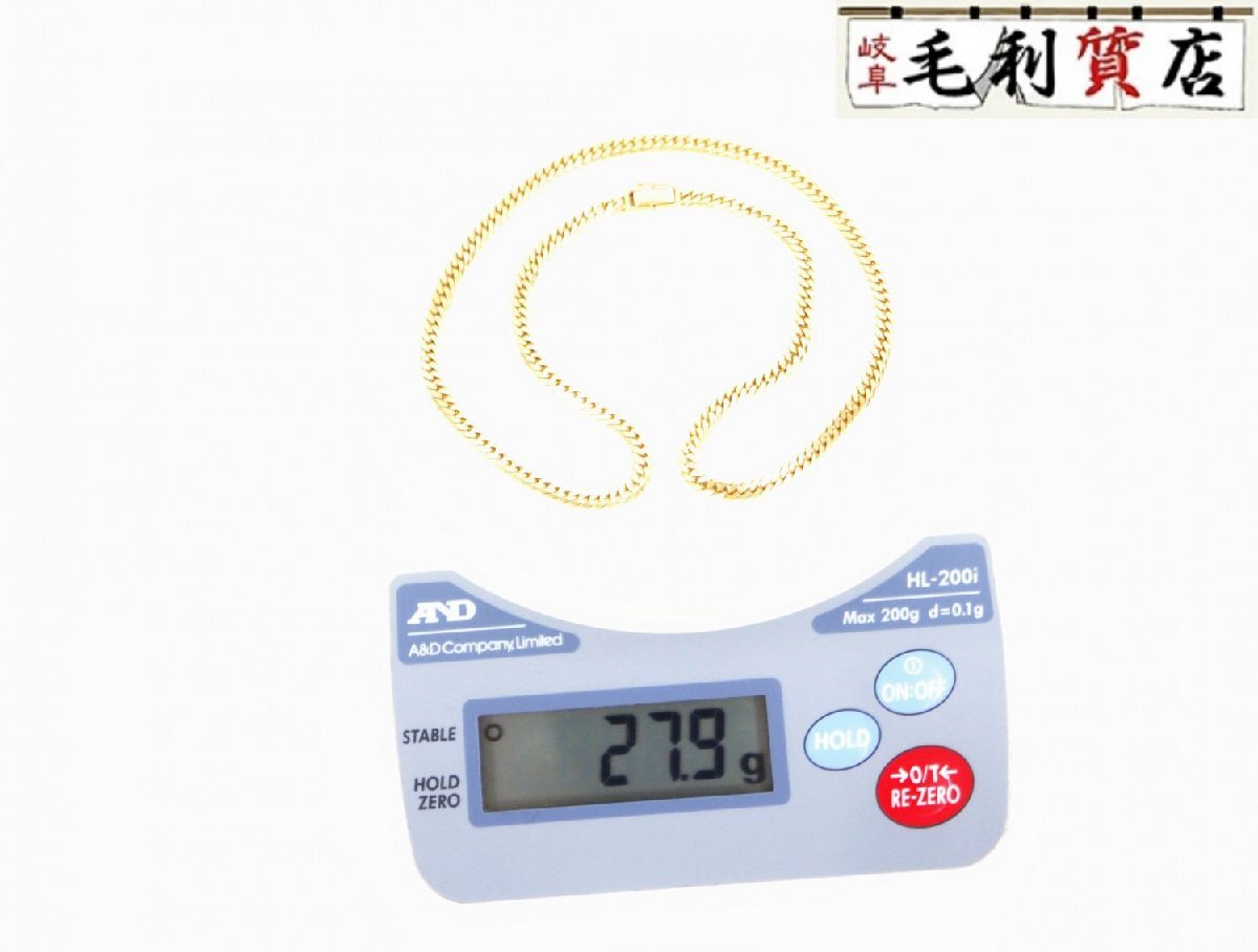 K18 キヘイ 喜平 ネックレス 6面ダブル 27.9g 6メンダブル 18金 イエローゴールド 750 YG 【中古】 ジュエリー拍卖