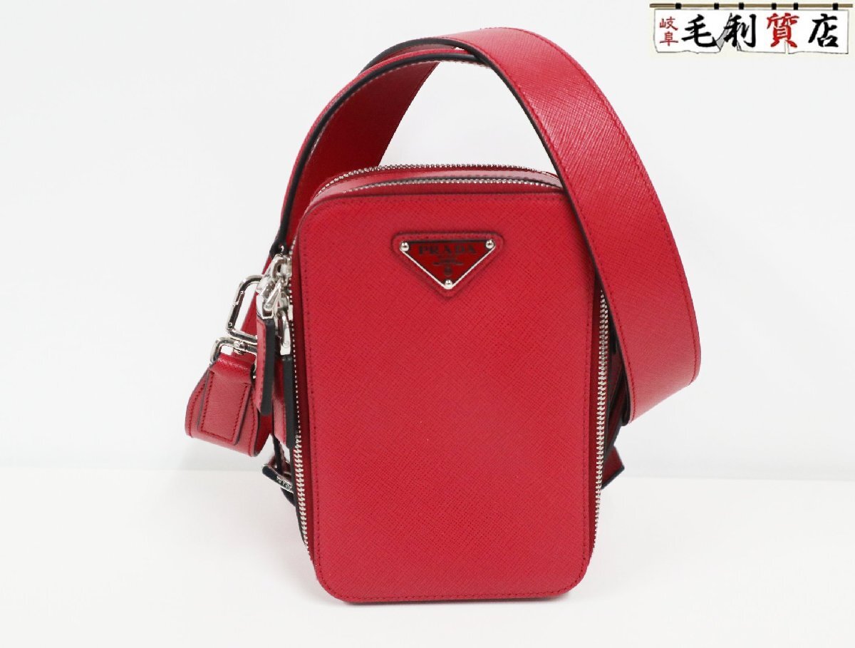 プラダ PRADA ブリック 2VH067 サフィアーノレザー レッド 2WAY ショルダーバッグ 極上美品 バッグ拍卖