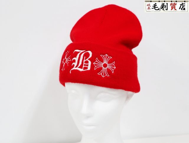CHROME HEARTS クロムハーツ Bella HADID Beanie クロムハーツ ベラバディット ニット キャップ レッド 美品 【中拍卖