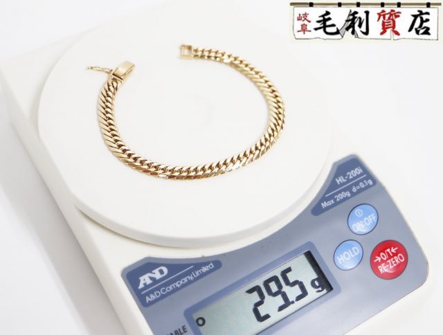 K18 キヘイ 喜平 ブレスレット 6面ダブル 29.5g 6メンダブル 18金 イエローゴールド 750 YG 【中古】 ジュエリー拍卖