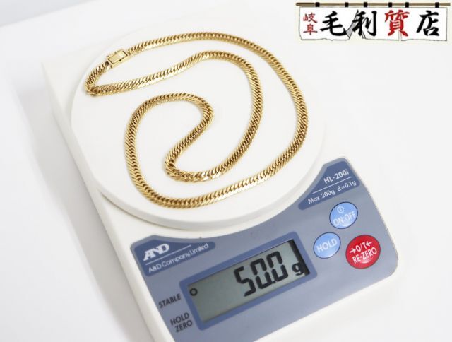 K18 キヘイ 喜平 ネックレス ロング 8面トリプル 50.0g 8メントリプル 18金 イエローゴールド 750 YG 【中古】 ジュエリー拍卖