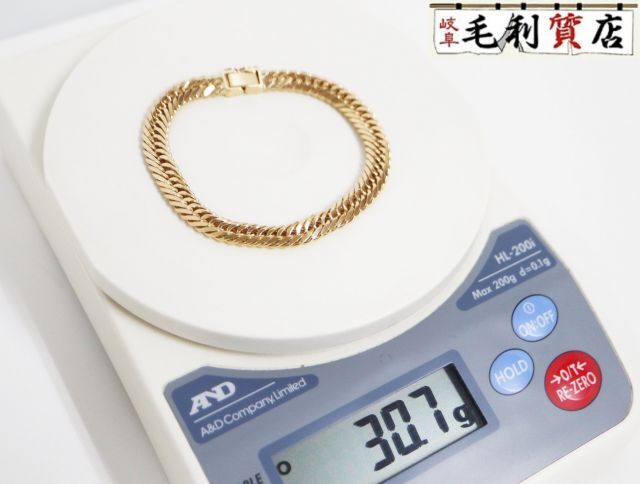 K18 キヘイ 喜平 ブレスレット 8面トリプル 30.7g 8メントリプル 18金 イエローゴールド 750 YG 【中古】 ジュエリー拍卖